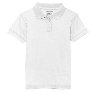 Classroom School Uniforms Short Sleeve Fitted Interlock Polo CR858 White.